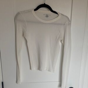 Brandy Melville White Long Sleeve Ribbed Tee